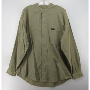 VINTAGE Structure Shirt Medium Button Up Band Collar Field Travel 90s*